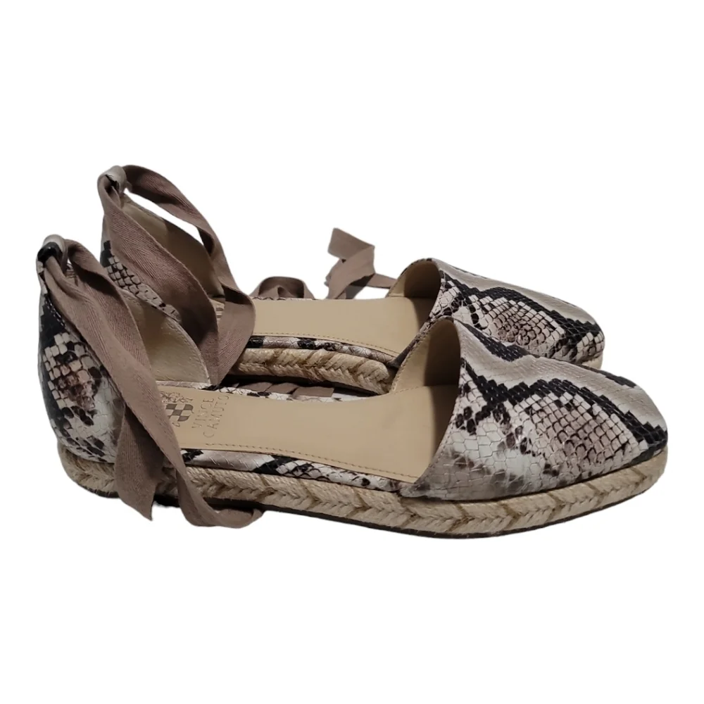 Vince Camuto Jeliany Espadrille Flat Taupe/ Crepe Leather Upper Snake Print 7.5 - Picture 6 of 11
